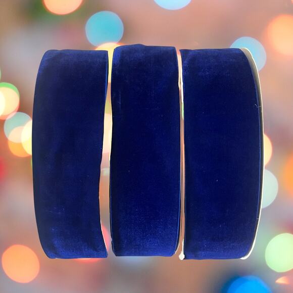 Lot of 3 Royal Blue Velvet Ribbon 2" Wide x 25 Yards Each Spool -Holiday Decor - Picture 3 of 8